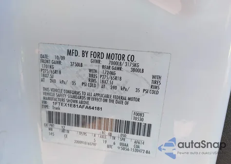 2010 Ford F-150 Stx/Xl/Xlt from USA, damaged, VIN 1FTEX1E81AFA64181